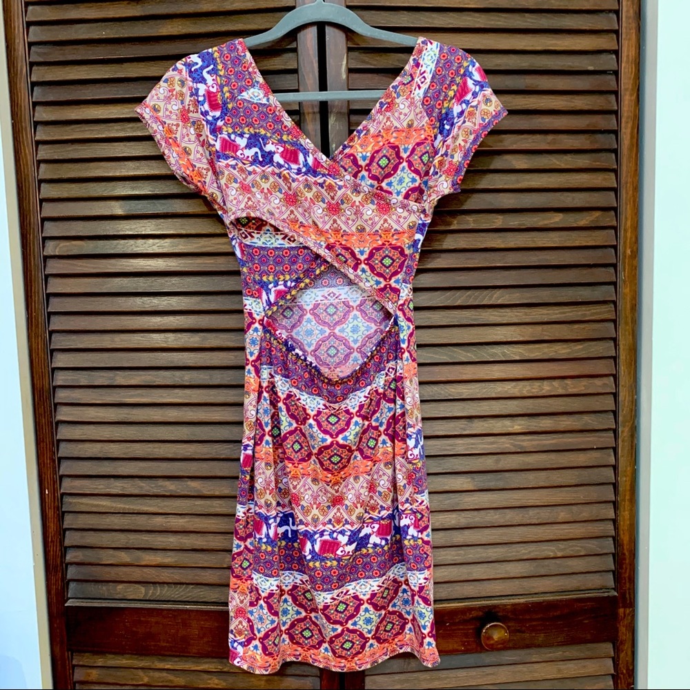 Cut Out Tribal Printed Summer Dress Bodycon